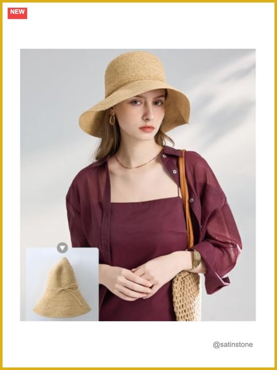 Handwoven Raffia Straw Bucket Hat Foldable Sun Hat Wide Brim Summer Travel Cap main image 5